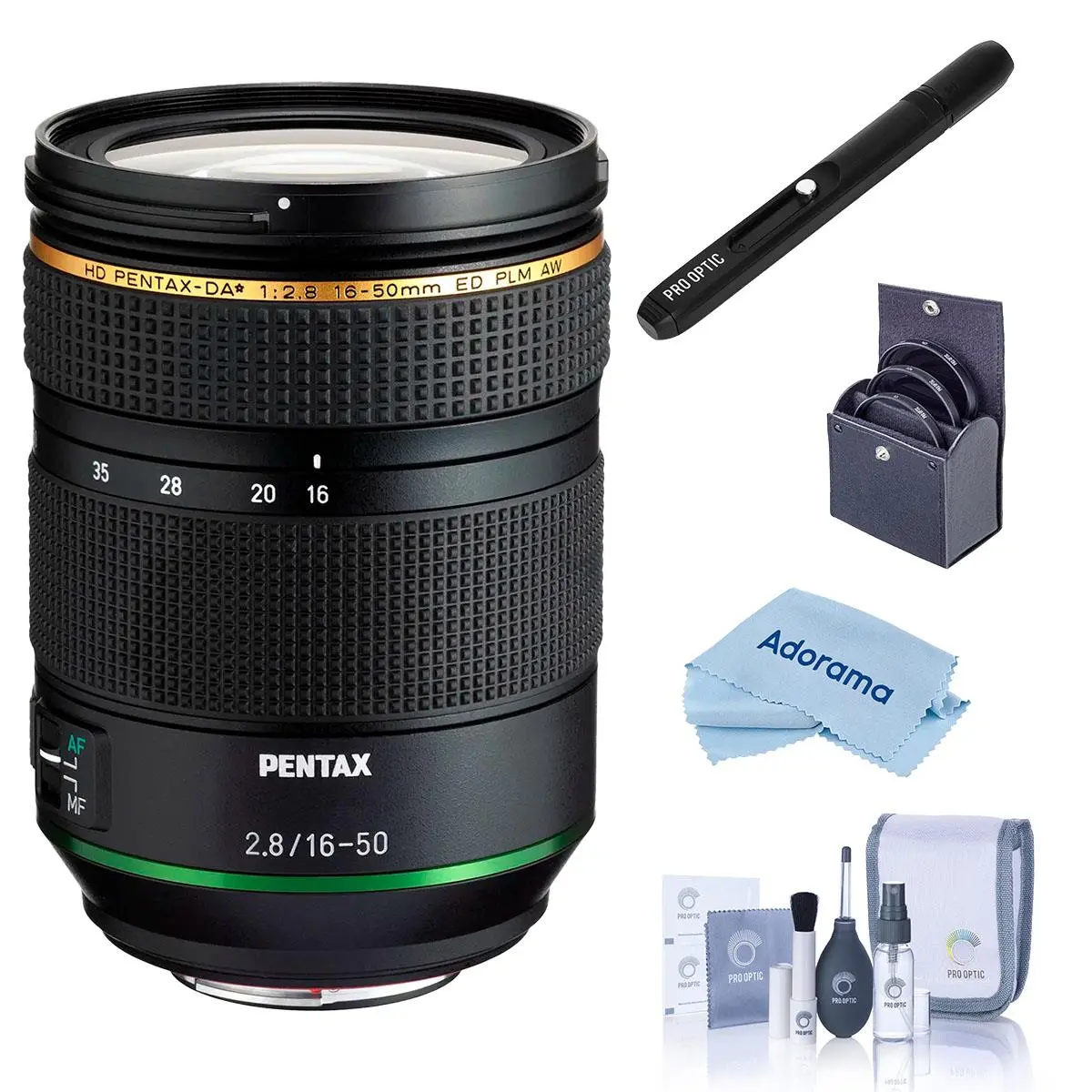 Pentax HD Pentax-DA 16-50mm f/2.8 ED PLM AW Lens, Bundle with 77mm Filter Kit, Cleaning Kit, Cleaning Cloth, Lens Cleaner