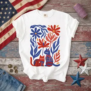 Subtle F Trump Cat Lover T-Shirt, Patriotic Floral FDT Liberal Political America July 4th 250th Anniversary