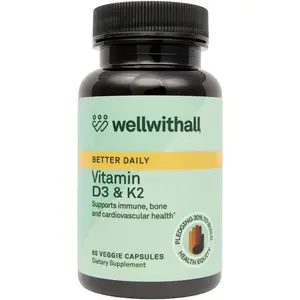 Vitamin D3 5000 IU 125 mcg with Vitamin K2 100 mcg Supplement Supports Calcium Utilization Immune Support and Cardiovascular Wellness Plant Based Major Allergen Free 60 Day Supply Daily Bone and Heart Health Formula
