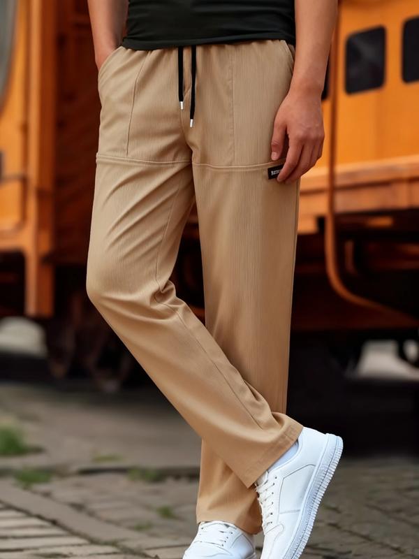 Men's Casual White Pants with Drawstring Waist and Pockets Comfortable Stylish Everyday Wear for Relaxed Look