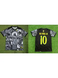 Summer Football Training Top Brazil Special Edition Jesus Black Grey Football Jersey Adult Children Outdoor Quick-drying Tshirts
