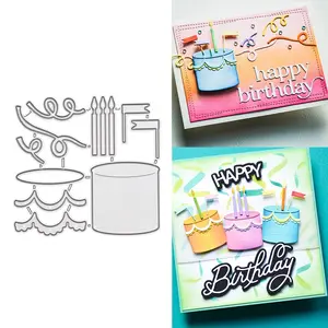 Birthday Cake Celebration Metal Cutting Mold, Ideal for DIY Album Making, Paper Card Embossing Template, Creative Die-Cutting Tool