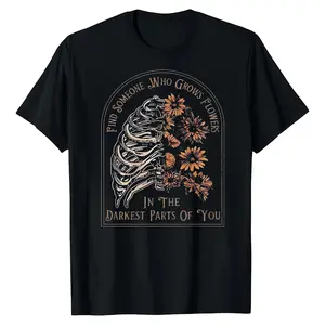 Find Someone Who Grows Flowers Rib Sunflowers Pattern Printing Street Style T-shirt 100% Cotton Unisex Relaxed Fit for Leisure Outdoor Party Holidays Gifts
