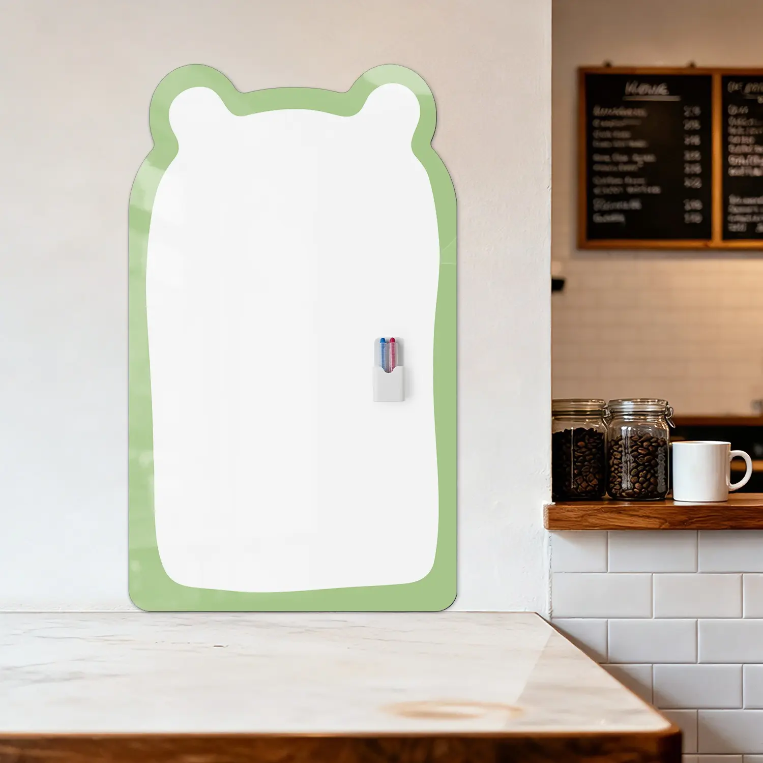 Self Adhesive Magnetic Whiteboard Sticker, Removable & Residue-Free, Cute Bear Ear Design, Smooth Writing, Kids' Room & Office Use, 40x67cm