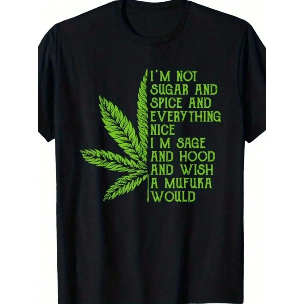 420 Leaf Print Graphic Tee: Fun Cannabis Bud Design, Soft 100% Cotton, Relaxed Regular Fit Crew Neck for Casual Outfits & Gifts, Easy Care Machine Wash | # 420Tee # StonerStyle # GraphicTee # ComfyClothes Vintage Black