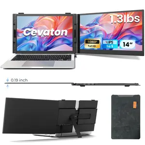 Laptop Screen Extender，Ultra-Slim 14'' (Not a Computer)FHD 1080P Portable Monitor for Laptop, 1.3lbs Lightweight, Approx. 4.5mm Thin, Adjustable Extended Display for 13.3-17 Inch Laptops, Tablets and Smartphones