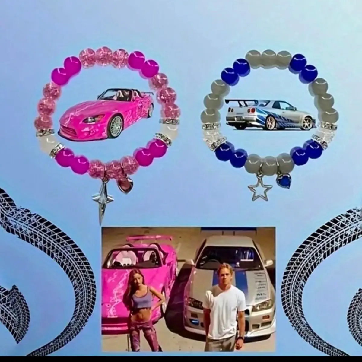Fast and Furious Fashion Star & Heart Beads Bracelet, Valentine's Wristband, Couples Accessory, Suitable for Parties, Birthdays & Gifts
