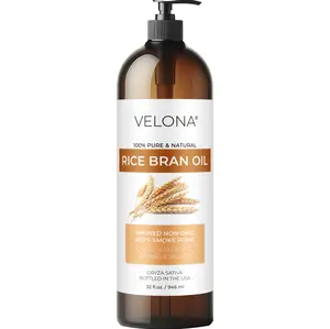 velona Rice Bran Oil 32 Fl Oz | 100% Pure and Natural Carrier Oil | Refined, Cold Pressed | Cooking, Face, Hair, Body & Skin Care