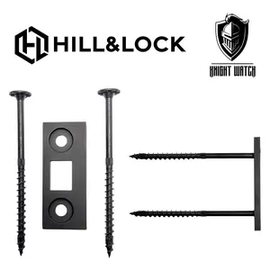 Hill & Lock Knight Watch Stage 1 Secure Deadbolt Reinforcing Strike Plate Heavy-Duty Steel Construction with 5.5" Structural Screws for Home Security