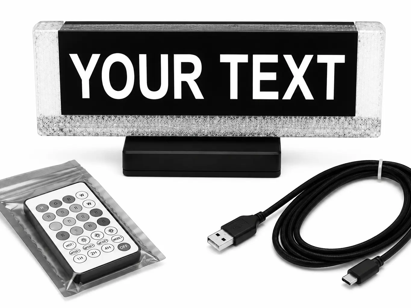 LED Rideshare Car Sign with Magnetic Base, USB-C Powered, Remote Control, Multi-Color
