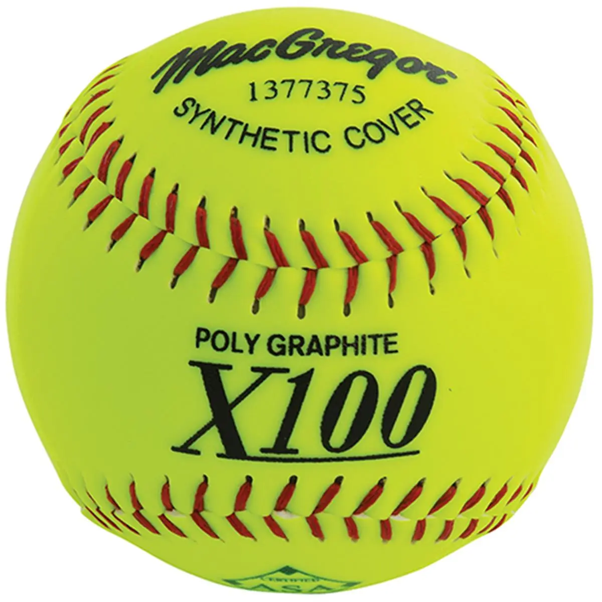 MacGregor X52RE Slow Pitch Softball, 12-Inch Synthetic Cover, Poly Graphite Core, ASA Approved, Red Stitching, 6.23 lbs., Synthetic Leather, Baseballs