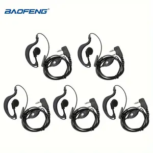 5-piece set BaoFeng 5RX/BF-888S/BF-88A walkie-talkie headset with microphone - noise-canceling wired sound tube headset, 1.5 km range, 0.5 watt power, voice communication | noise isolation earmuffs | durable construction