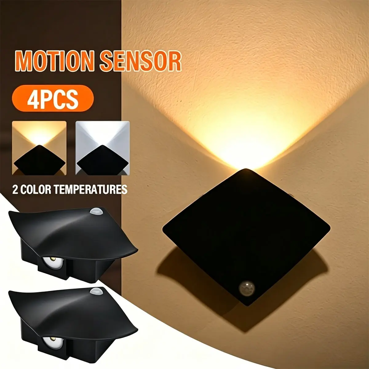 Motion Sensor Night Light, Devilfish LED Wall Lamp, USB Rechargeable, Wireless, Easy Installation, Home, Staircase, Corridor, Closet, Automatic Closet Light, Motion Sensor Home Lighting