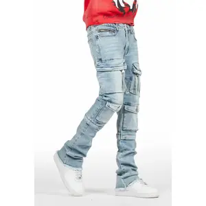 Jan Blue Stacked Flare Cargo Jean