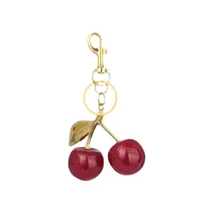 2026 Sparkly Red Cherry Bag Charm, Lightweight, Super Cute & Glittery Pendant with Gold Hardware, Perfect for Women & Girls as a Daily Accessory or a Viral Gift