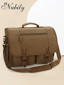 Men's Messenger Bag 17-17.3 Inch, Vintage Canvas Briefcase, Water-Resistant, Large Laptop Bag, Rugged Satchel, Shoulder Bag for Work & Travel