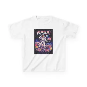 [Sale Up To 40%] NASA Astronaut on Floral Moon Baby Tee, Space Explorer Y2K Tee