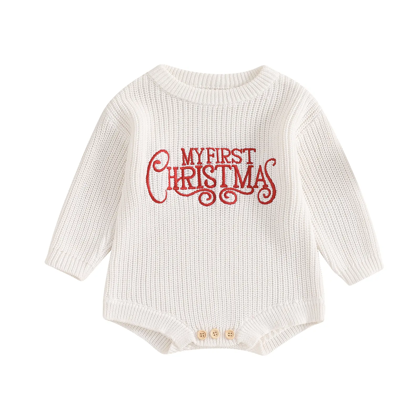 My First Christmas Baby Outfit Girl Boy Christmas Sweater Bubble Romper Long Sleeve Jumpsuit Fall Winter Outfit