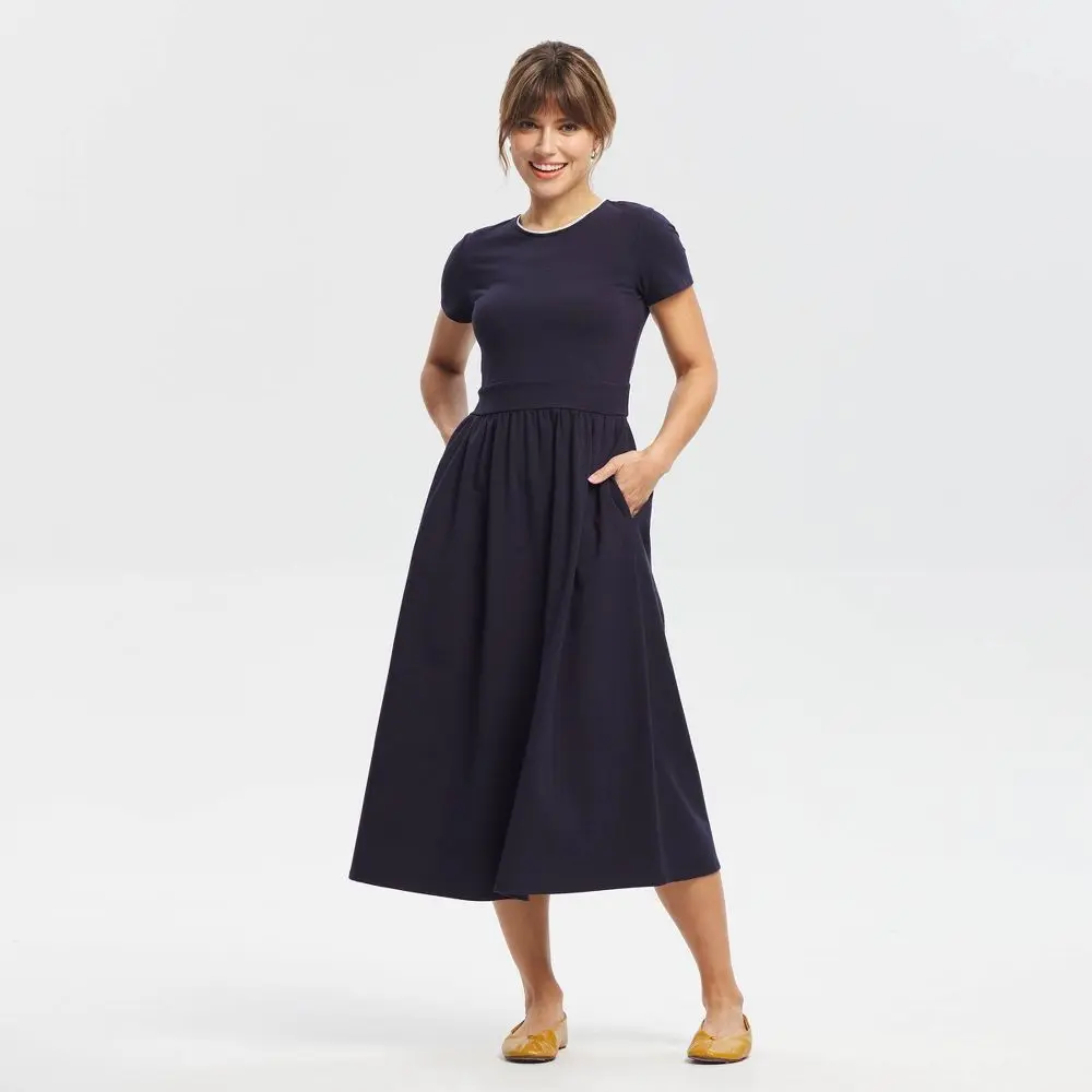 Universal Thread Women's Short Sleeve Lace Trim Knit Dress