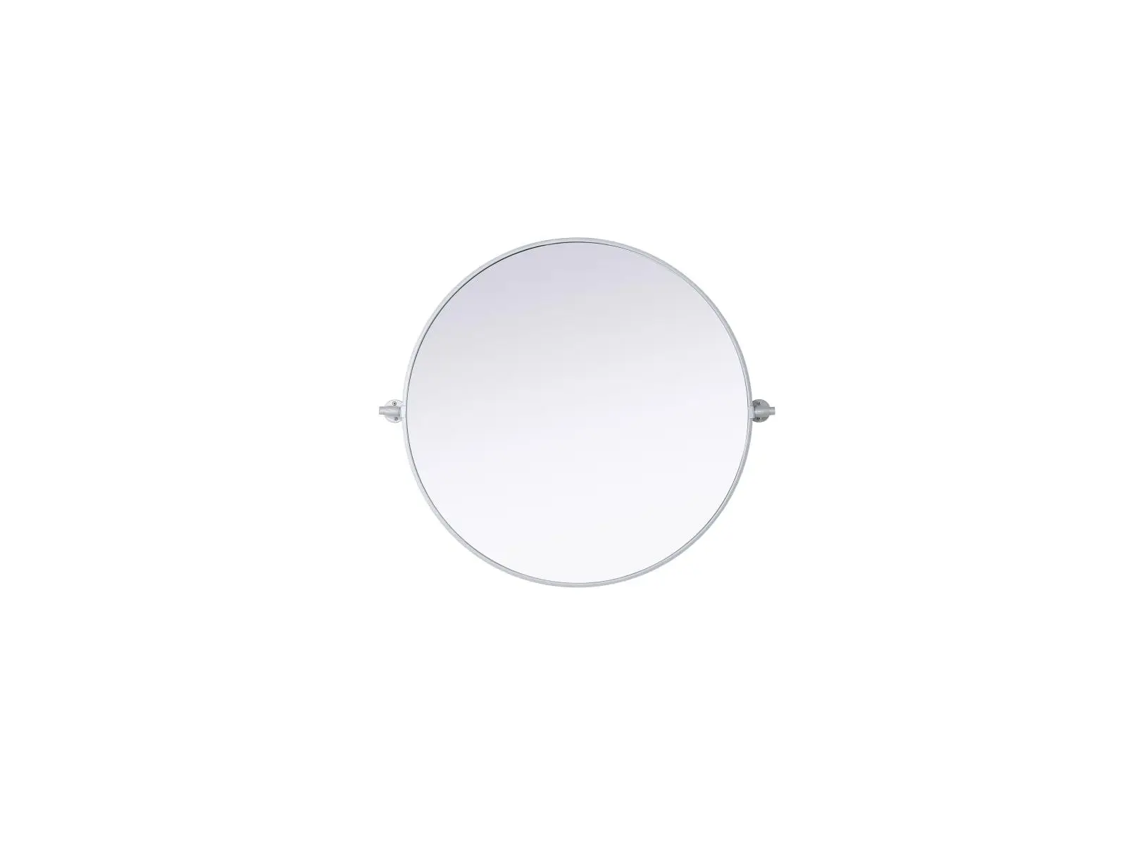 212 MAIN Amoura Adjustable Rotatable Round Modern Metal Iron Mirror, 30x30 in. Pivot-Adjust Wall-Mounted, Silver Hanging Home Decor for Damp Areas, Kitchen, Adjustable Mirror