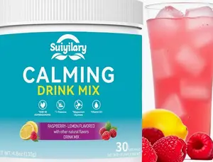 Calm Magnesium Powder, Cortisol Supplements Drink Mix No Sugar for L-Theanine, KSM66 Ashwagandha, Magnesium Glycinate, Vitamin D3, Relaxation, Focus, Raspberry Lemonad, 30 Servings