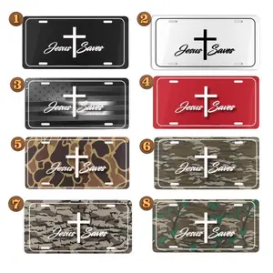 Jesus Saves Aluminum License Plate Plate - 12" x 6" Camo Design - Easy Install with 4 Holes - USA Assembled - Customizable Vehicle Accessory