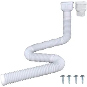 7ft Long Gutter Downspout Extensions, 3" Downspout Extender Drainage Pipe for 2"x3" Downspout and 3"x4"Downspout, Flexible Pipe Stretched Length 7ft, White,1-Pack