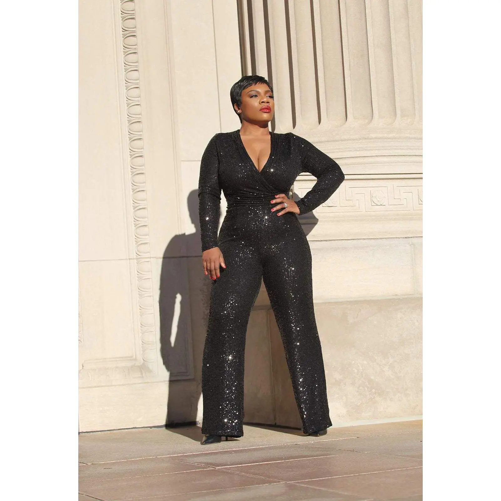 Fierce Sparkle | Sequin Long Sleeve Jumpsuit