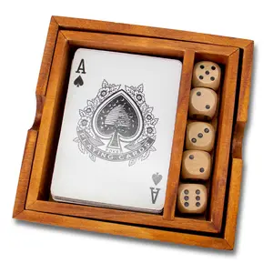POOLCANDY BrainCandy Wooden Cards & Dice Set - Premium High-Quality Materials, Secure Wooden Case, Perfect for Game Nights & Gifts
