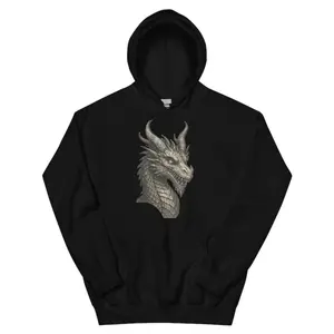 Men's mythical dragon Graphic Hoodie - Long Sleeve Pullover Regular Fit | Soft & Breathable Fabric, Durable Print, Everyday Comfort, Machine Washable, fantasy illustration dragon head graphic on a hoodie