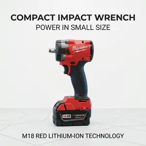 Milwaukee M18 3/8" 300N.m Compact Impact Wrench for Tight Spaces & Auto Repair - Tool Only or Kit, 3-Speed, Ergonomic Grip