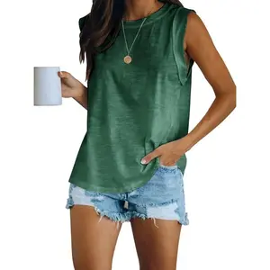 Imily Bela Women's Summer Sleeveless Tank Top Loose Fit Casual Crew Neck T Shirts Basic Tee Top