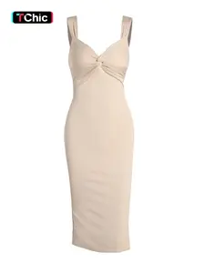 Women's Stone Texture Knit Ribbed Midi Dress, Womenswear, Casual Style, Plain Pattern, All Seasons Wear, Zaful Fashion