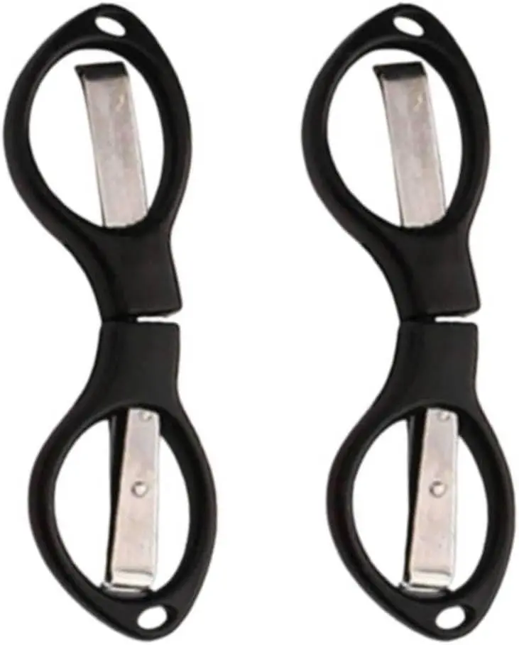 New 2PCS 4" Mini Foldable Scissors,Portable Small Scissors, Safety Folding Pocket Scissor, Suitable for Travel, Home, Office, Craft, Sewing, Outdoors Accessories Black