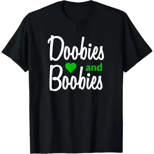 Short Sleeve Shirt, I Love Doobies and Boobies - Funny Marijuana Boobs T-Shirt Adult size Streetwear,Menswear Casual Summer Tee,Fashion Gift
