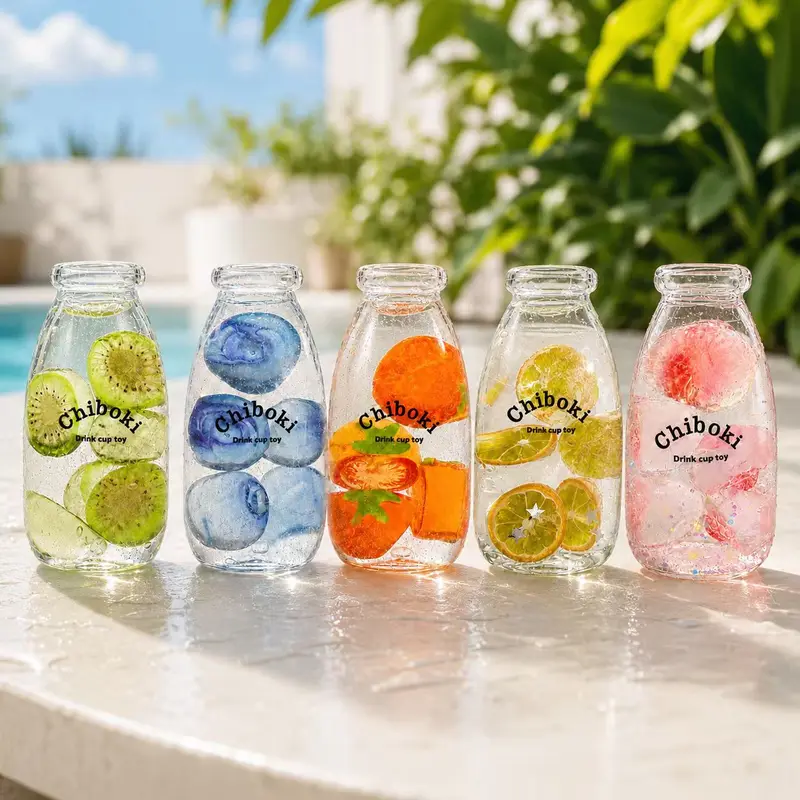 Juicy Pop Bottle Squishy - Squilo Non-Rebound Moldable Aesthetic Faseline Filling fruit charm Sensory Fidget Toys for Stress Relief