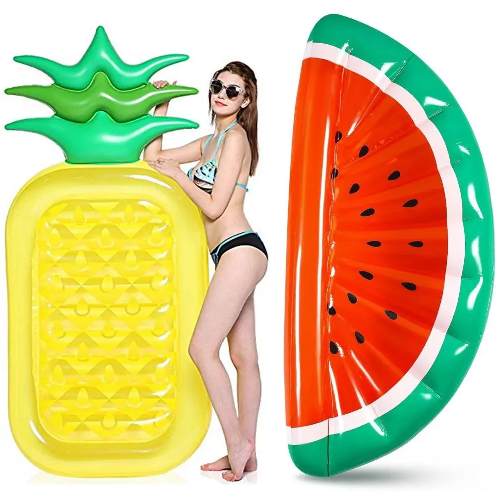 Inflatable Pineapple & Watermelon Design Swimming Ring, 1/2 Counts PVC Inflatable Swimming Circle, Swimming Float for Adults, Water Sports Equipment for Outdoor Swimming Pool, Pool Floaties, Inflatable Pool Floats