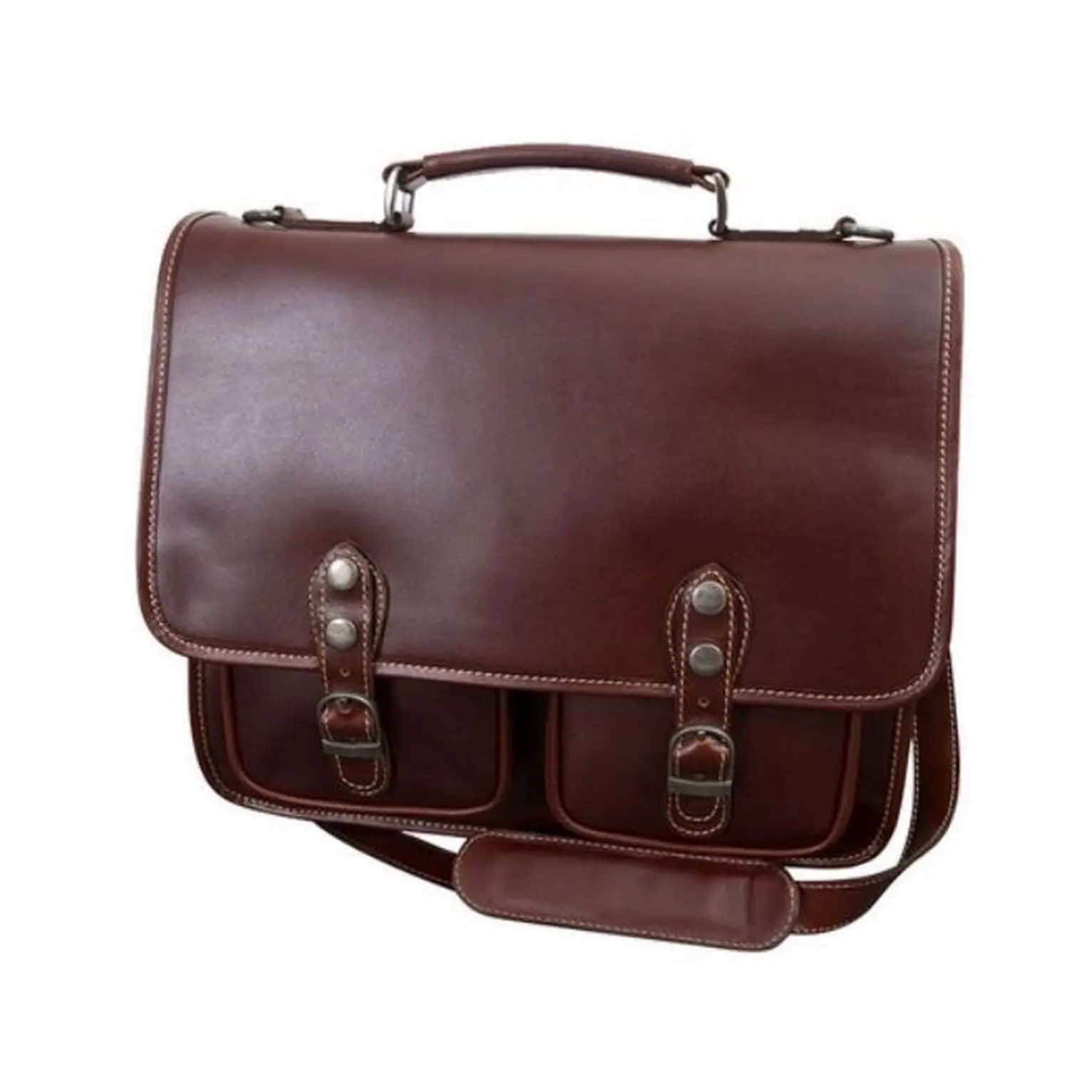 Chic Leather Stand-Up Briefcase for Men, Classic Timeless Design with Front Flap for Business Professionals