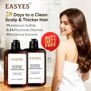 【Buy 1 Get 1 Free!】Easyes Anti-Dandruff & Hair-Thinning Shampoo 3 in 1 - Woody Fragrance, Gentle Cleanser for All Hair Types, Vegan, No Animal Testing, 6.76 fl oz -K