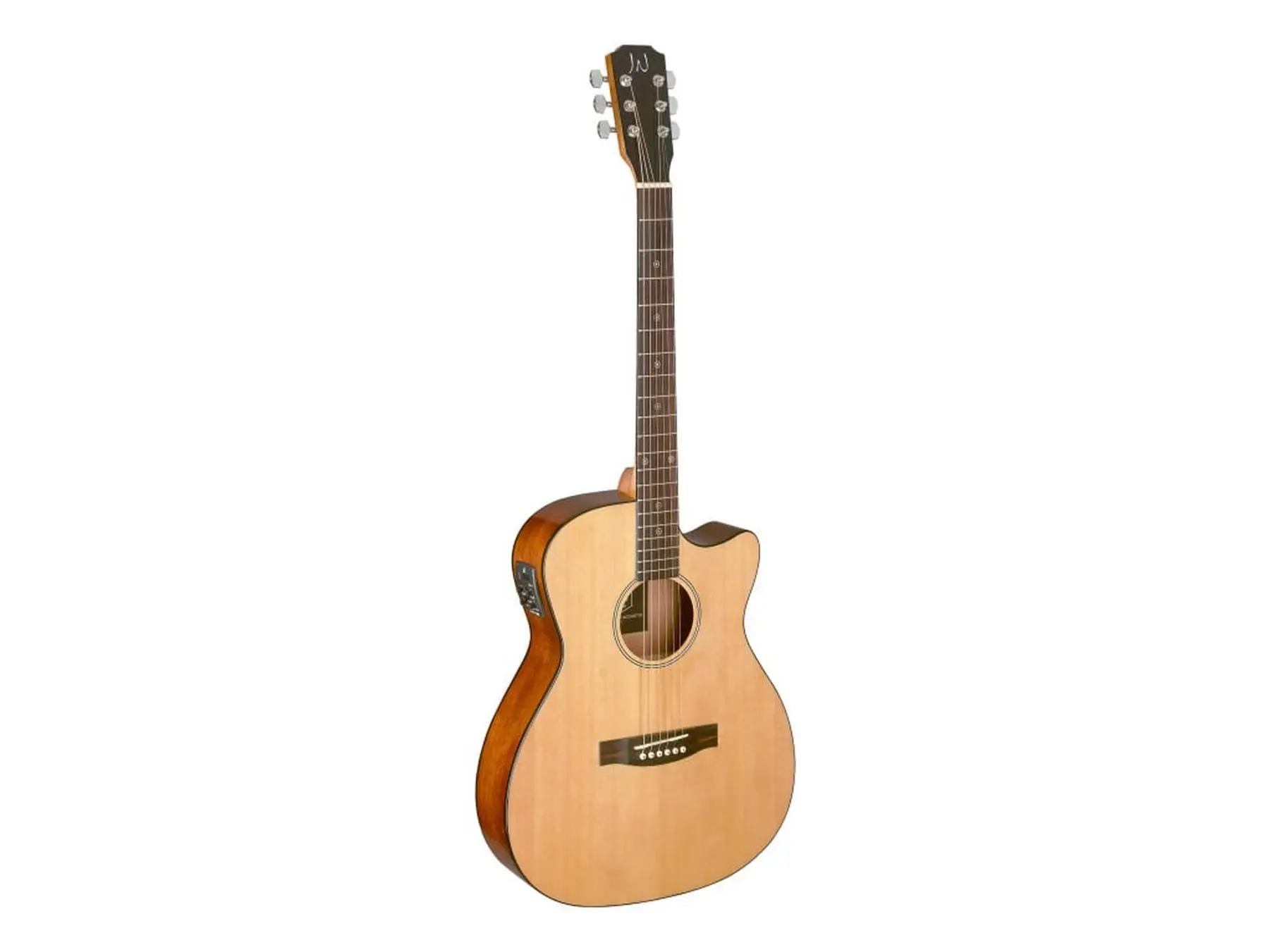212 MAIN Bessie Series 22681 Acoustic-Electric Auditorium Guitar - Natural, Solid Wood Spruce Top, Mahogany Build, Slim Shape, Ergonomic Design, Balanced Powerful Sound, Diecast Nickel Parts, Glossy Finish, Ideal for Anyone with a Smaller Body or Reach