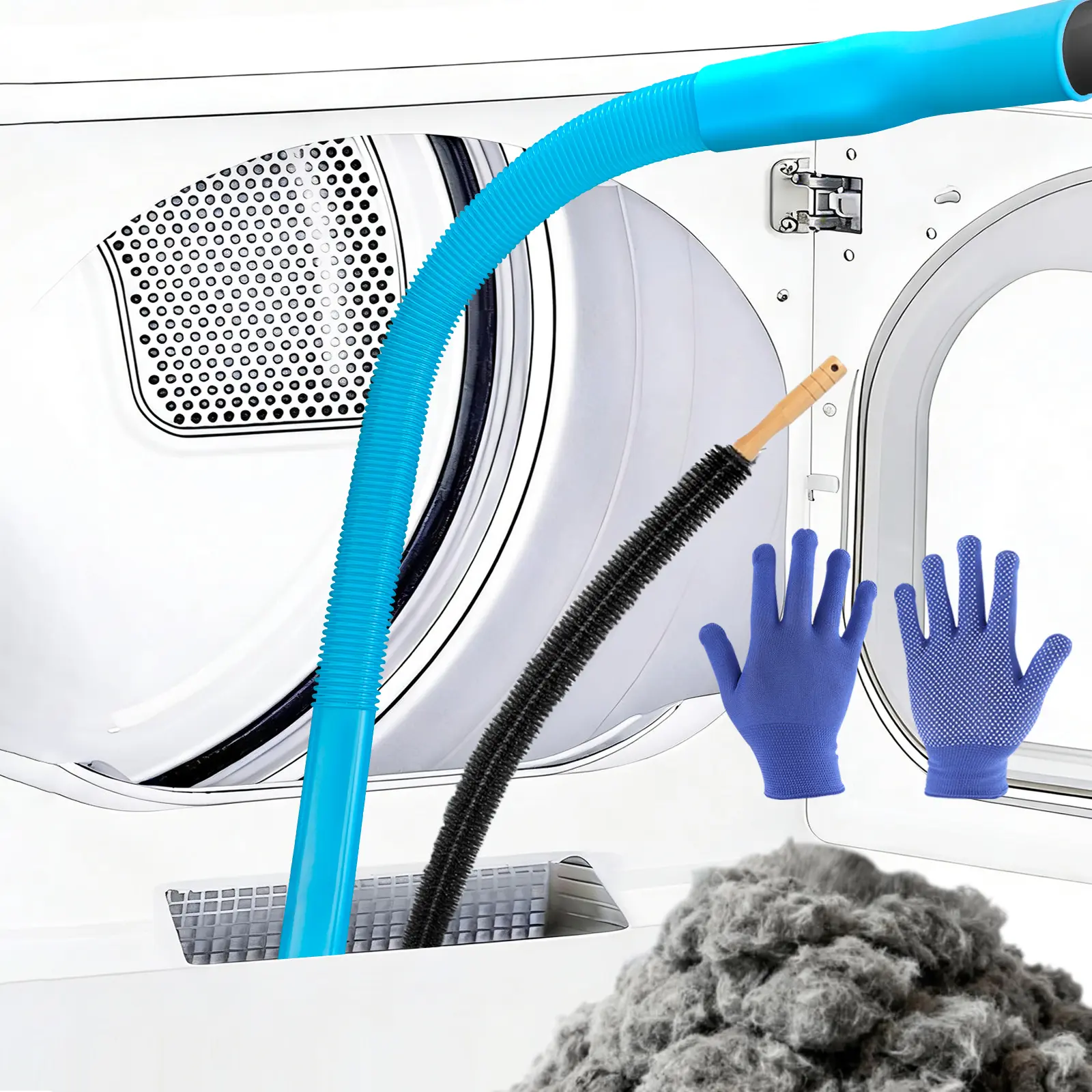 Upgraded Dryer Vent Cleaner Kit: Universal Vacuum Hose Attachment for Lint Removal Fits All Vacuums Cleaner Vacuum Hose With Brush Lint Brush Gloves