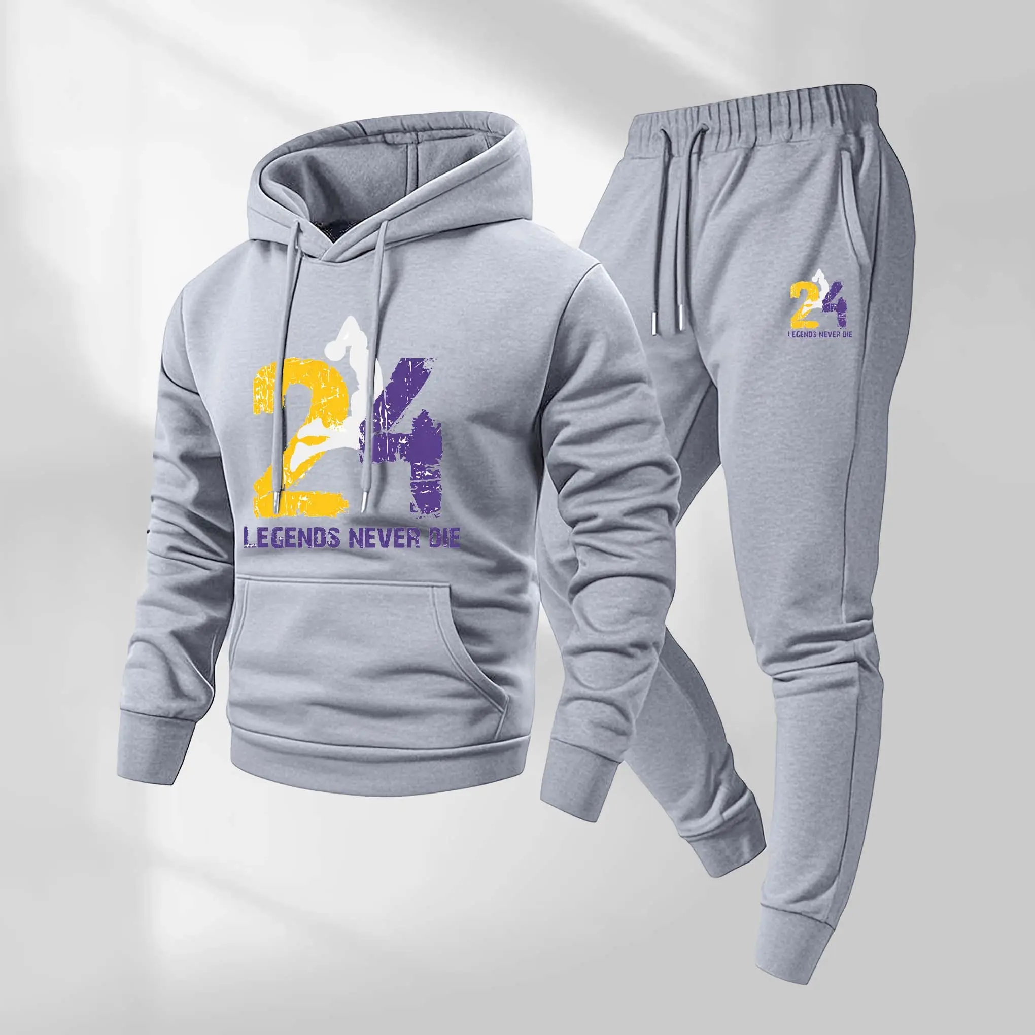 Men's Athletic Sweatsuit Set with Basketball Letter Print, 2-Piece Polyester Hoodie and Pants, Casual Gym Workout Outfit for Fall-Winter, Sweatsuit Set Outfit, Gym Workout Set