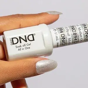 DND 894 Mother of Pearl Gel and Lacquer Duo nail care nail art christmas silver glitter sparkle snowflake