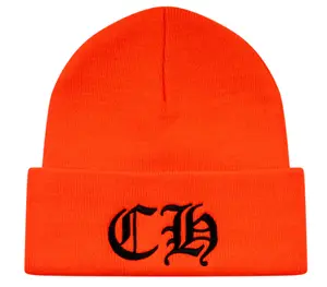 Chrome Hearts Embroidered CH Logo Beanie Orange Black