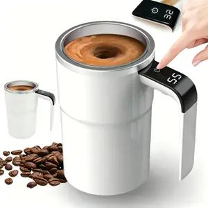 LED electric smart water cup, USB rechargeable large-capacity portable electric coffee cup, travel cup, suitable for mixing milk, chocolate, and mocha coffee, ideal for home and office use, electric coffee maker, lithium battery, motor speed 6200RPM