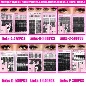 4-6 Styles Eyelash Cluster Kit Bottom/Spiky/40D-300D Volume Lash Clusters Kit 5-20mm Volume D-Curly Eyelash Extensions Kit with Lash Bond and Seal Tweezers Remover Eyelash Brush  DIY at Home Easily