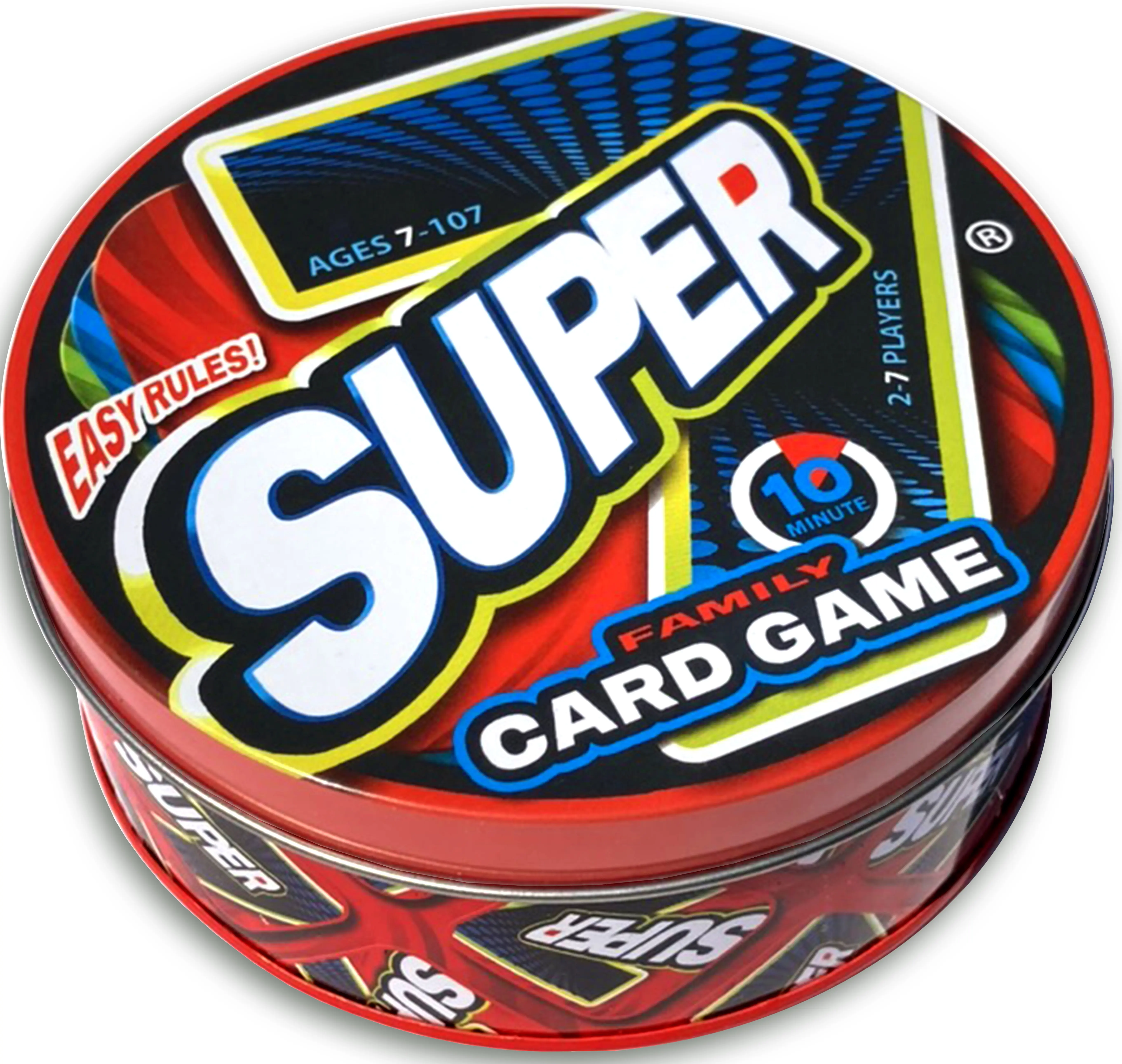 Super 7 Family Card Game - Ages 7-107, 2-7 Players, Thick Premium Cards, TIN Container, Perfect for Parties, Holidays, Kids, Adults, Grandparents & Grandkids