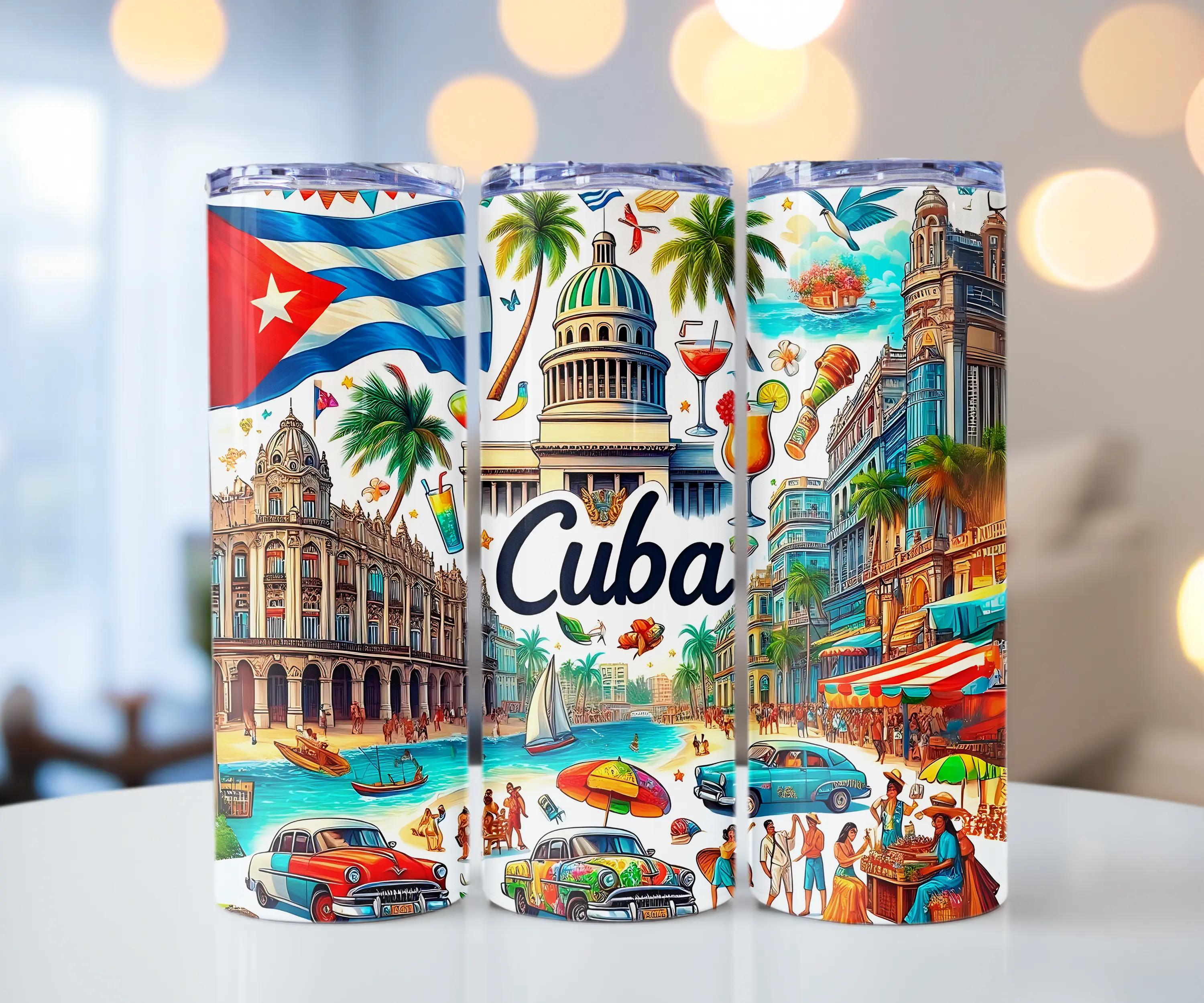 Cuba Tumbler 20oz / Vaso de 20oz Personalizado / Guarda el Frio y el Caliente Por mas de 12 horas.