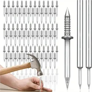 101 Pcs Double-Headed Invisible Skirting Board Nails for Walls and Furniture, Galvanized Iron Smooth-Shaft Nails, Easy to Install with Seamless Finish, Durable Nails for Wood Furniture Assembly