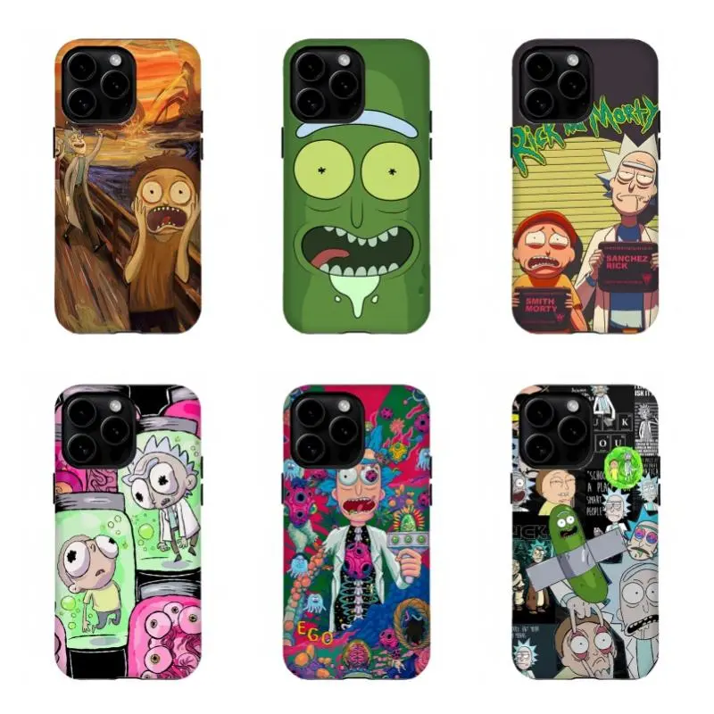 Rlck and M0rty Crazy Universe Phone Case, Vibrant Art Print Shockproof Cover for iPhone 11-17 Pro Max & Samsung S22-S25 Ultra, Cool Cartoon Gift for Fans Men Women - Covey Studio
